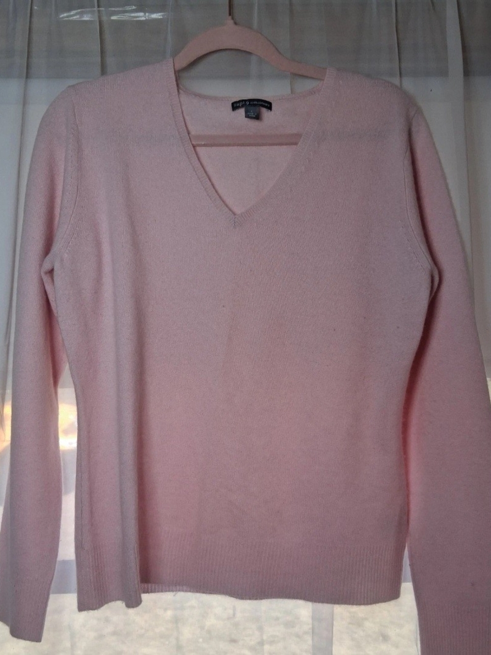 Apt 9 Baby Pink Cashmere Sweater Quiet Luxury Pullover Preppy Cozy Ribbed Knit L